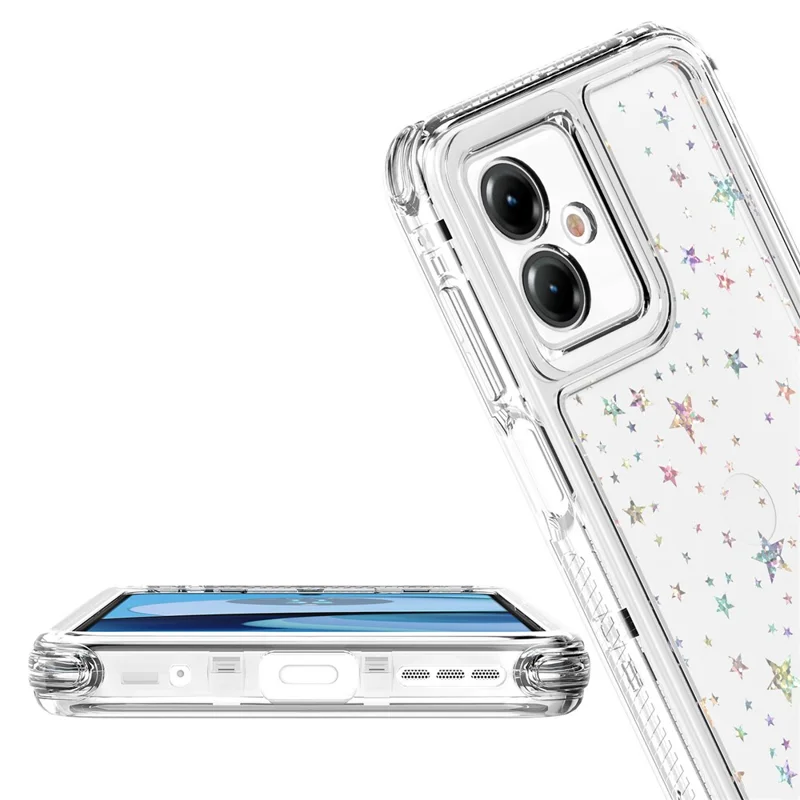 Cover per Motorola Moto G14 4G con Ritagli Precisi Cover Trasparente in Acrilico TPU con Pellicola Laser-stampata - Stelle