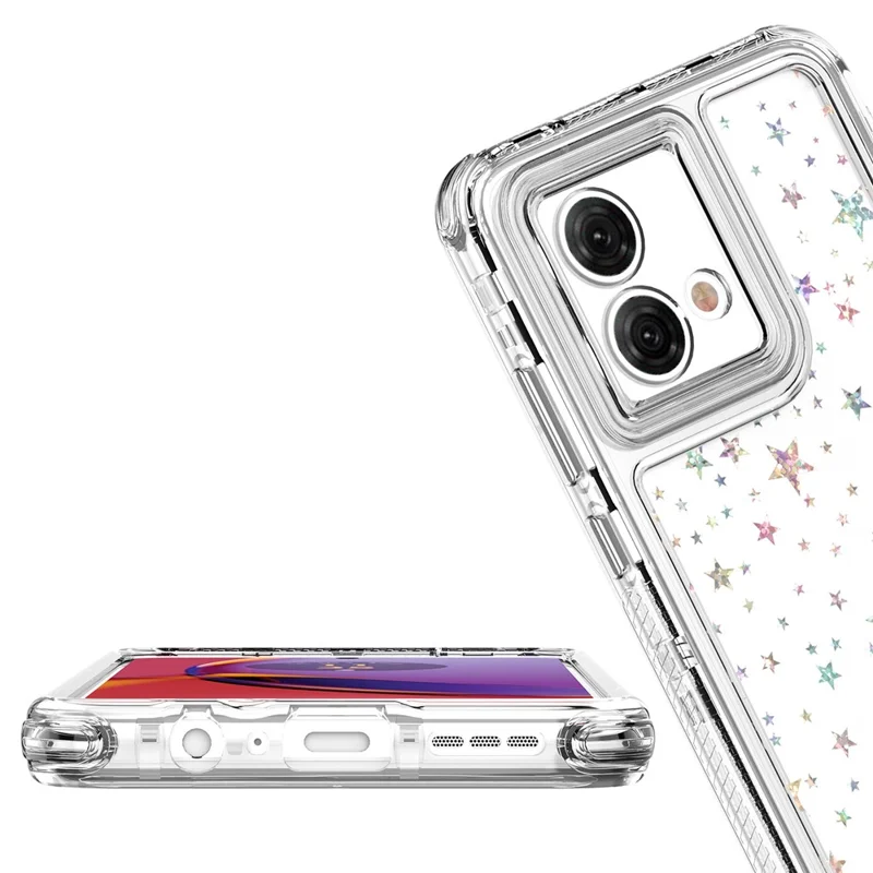 For Motorola Moto G84 5G Case Clear Acrylic TPU Hybrid Phone Cover with Laser-printed Film - Stars