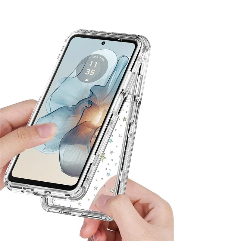 Per Motorola Moto G24 Power Custodia Tagli precisi Acrilico TPU Cover telefonica trasparente con pellicola stampata al laser - Stelle