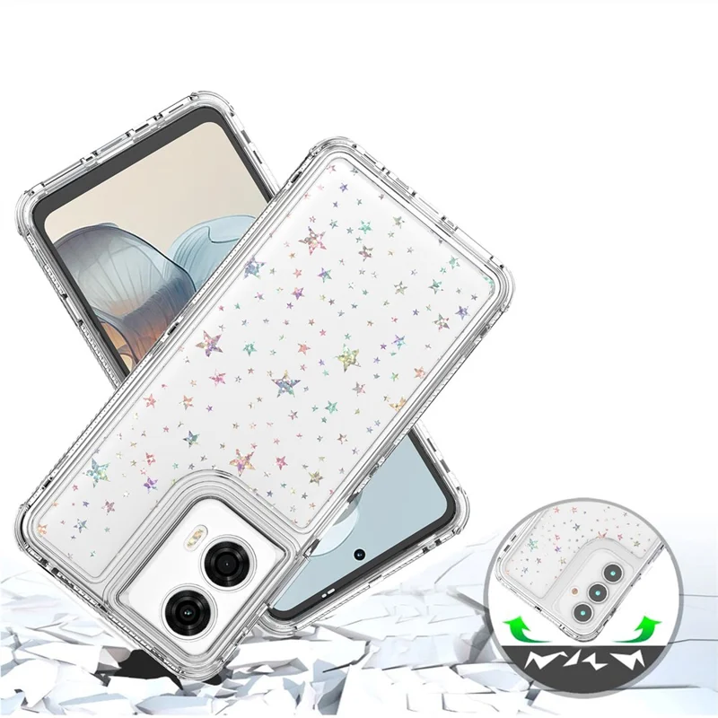 Per Motorola Moto G24 Power Custodia Tagli precisi Acrilico TPU Cover telefonica trasparente con pellicola stampata al laser - Stelle