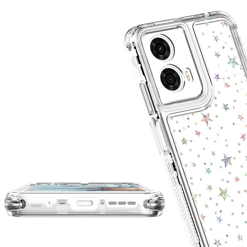 Per Motorola Moto G24 Power Custodia Tagli precisi Acrilico TPU Cover telefonica trasparente con pellicola stampata al laser - Stelle