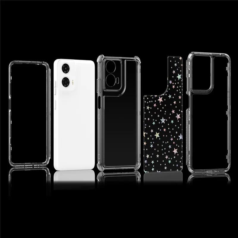 Per Motorola Moto G24 Power Custodia Tagli precisi Acrilico TPU Cover telefonica trasparente con pellicola stampata al laser - Stelle