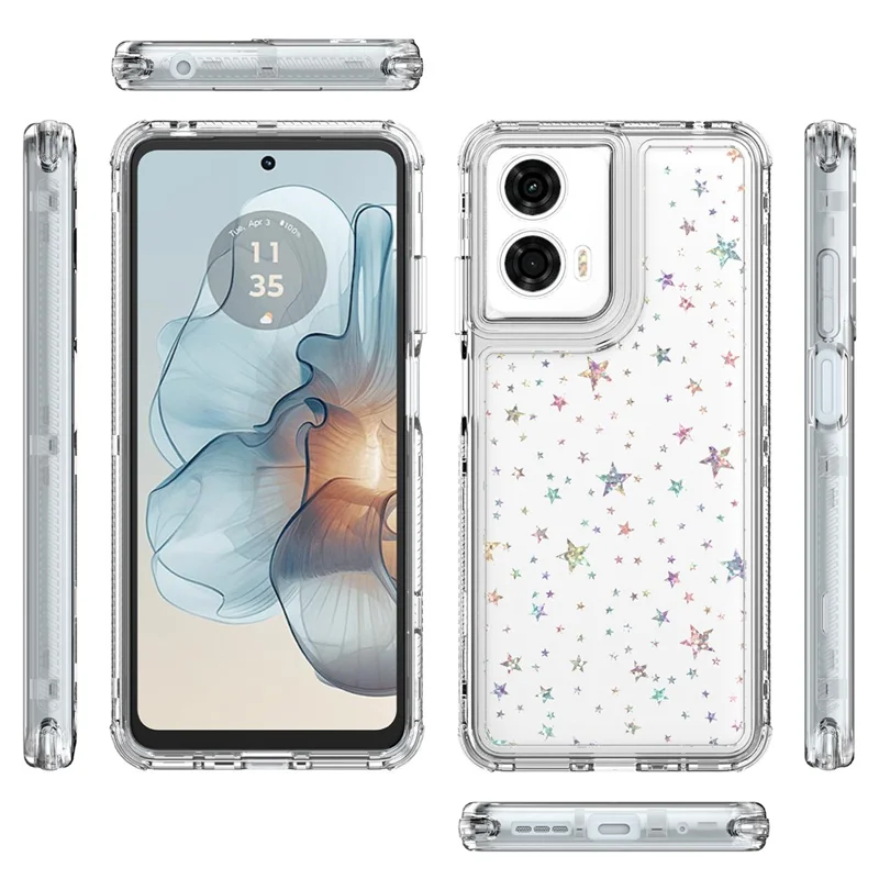 Per Motorola Moto G24 Power Custodia Tagli precisi Acrilico TPU Cover telefonica trasparente con pellicola stampata al laser - Stelle