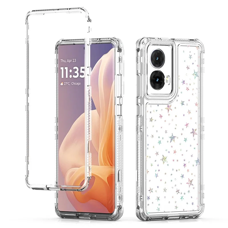 Per Motorola Moto G85 5G / S50 Neo 5G Custodia Tagli precisi Copertura telefonica acrilica TPU trasparente con pellicola stampata al laser - Stelle