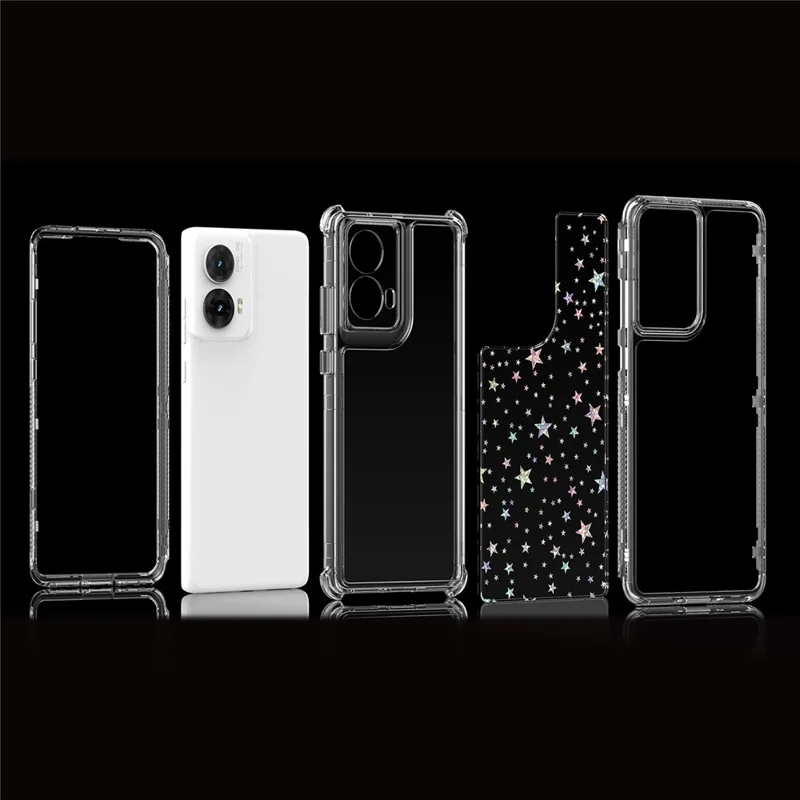 Per Motorola Moto G85 5G / S50 Neo 5G Custodia Tagli precisi Copertura telefonica acrilica TPU trasparente con pellicola stampata al laser - Stelle