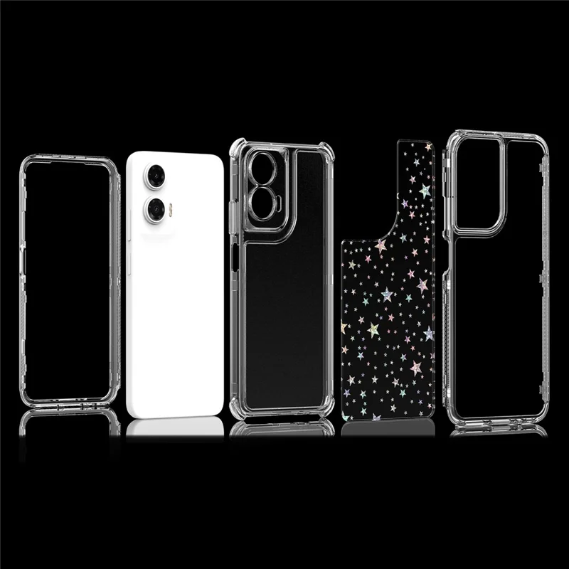 For Motorola Moto G35 5G Case Precise Cutouts Acrylic TPU Clear Phone Cover with Laser-printed Film - Snowflakes