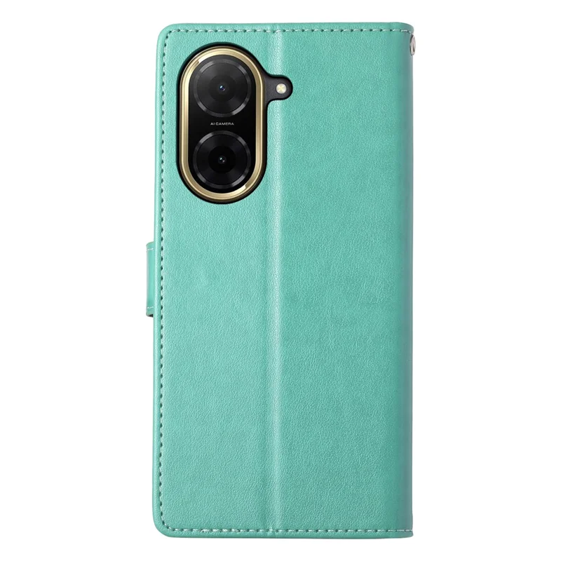 For Xiaomi Redmi A5 4G (171.7mm) / Poco C71 4G Wallet Case Butterfly Floral Imprint PU Leather Phone Cover with Wrist Strap - Green