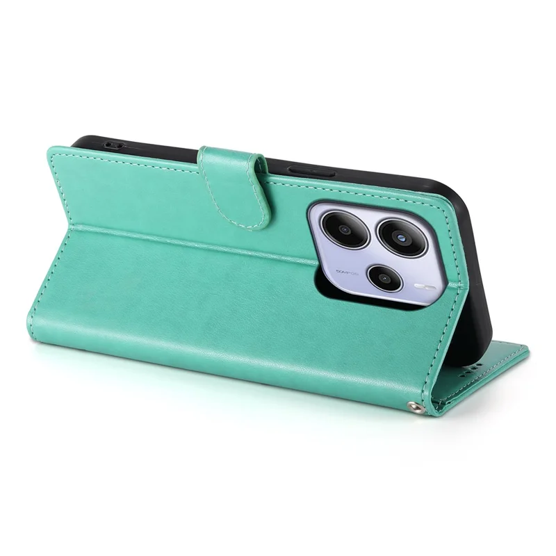 For Xiaomi Redmi Note 14 5G Wallet Case Butterfly Floral Imprint PU Leather Phone Cover with Wrist Strap - Green