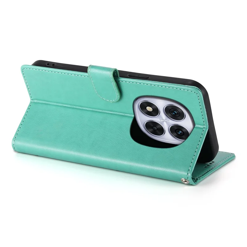 For Xiaomi Redmi Note 14 Pro 4G Wallet Case Butterfly Floral Imprint PU Leather Phone Cover with Wrist Strap - Green
