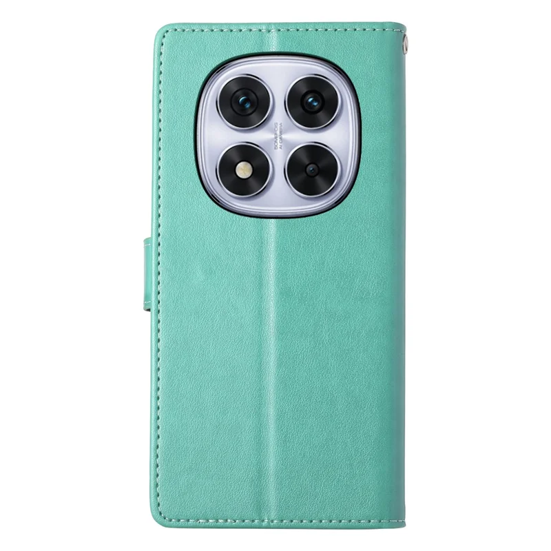 For Xiaomi Redmi Note 14 Pro 4G Wallet Case Butterfly Floral Imprint PU Leather Phone Cover with Wrist Strap - Green