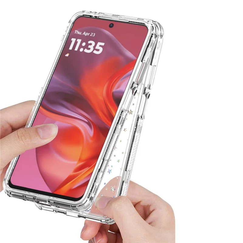 Чехол для Motorola Moto G05 4G / E15 4G, прозрачный акриловый ТПУ-гибридный чехол с лазерной печатью - Звезды