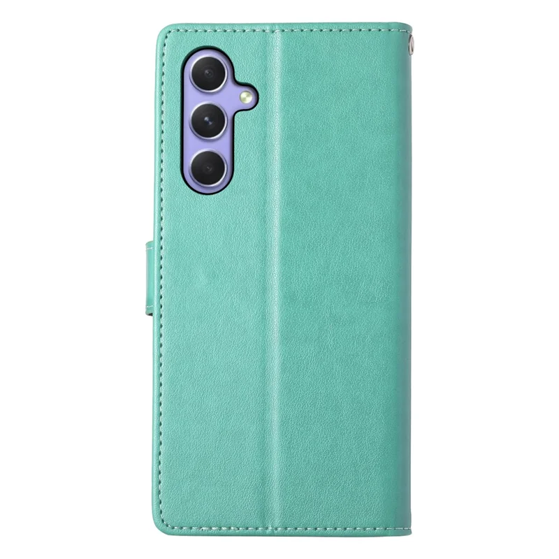 Per Samsung Galaxy A16 5G / 4G Cover a Portafoglio con Farfalle e Stampa Floreale in Pelle PU con Cinturino da Polso - Verde