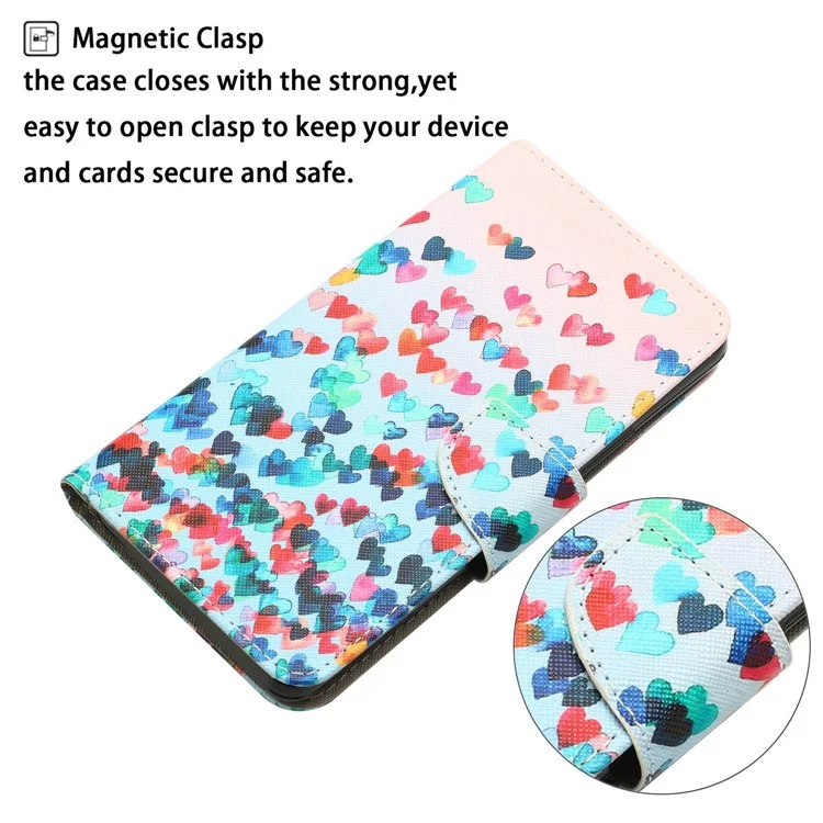 Для Samsung Galaxy A14 5G / 4G Cross Texture Anti-drop PU Leather Cover Pattern Printing Stand Wallet Phone Case - Love Heart