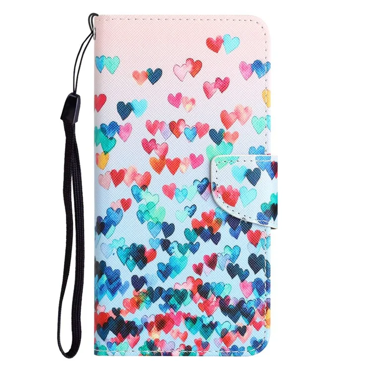 Для Samsung Galaxy A14 5G / 4G Cross Texture Anti-drop PU Leather Cover Pattern Printing Stand Wallet Phone Case - Love Heart