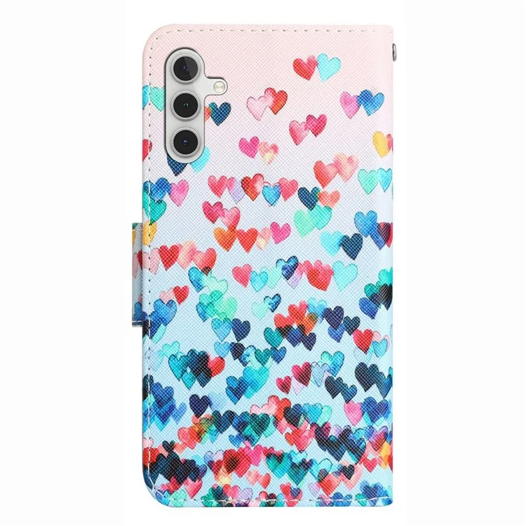 Для Samsung Galaxy A14 5G / 4G Cross Texture Anti-drop PU Leather Cover Pattern Printing Stand Wallet Phone Case - Love Heart