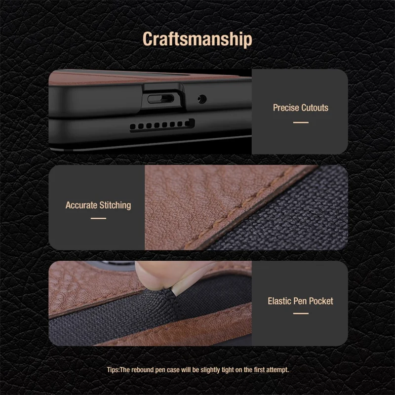 NILLKIN For Samsung Galaxy Z Fold7 5G Case PU + PC Stand Design Phone Cover with Card Slot - Brown