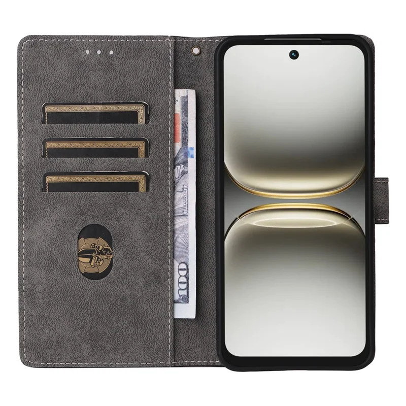 For TECNO Spark 40 4G Case Wallet RFID Blocking PU Leather Phone Cover Stand with Strap - Black