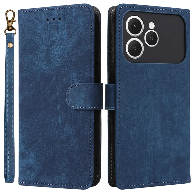 For TECNO Spark 40 4G Case Wallet RFID Blocking PU Leather Phone Cover Stand with Strap - Blue