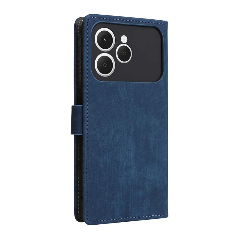 For TECNO Spark 40 4G Case Wallet RFID Blocking PU Leather Phone Cover Stand with Strap - Blue