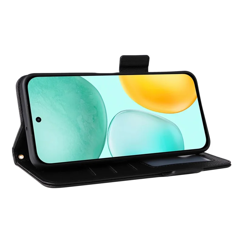 Pour Honor X6c 4G Étui avec dragonne Texture de litchi Housse de téléphone en cuir PU - Noir