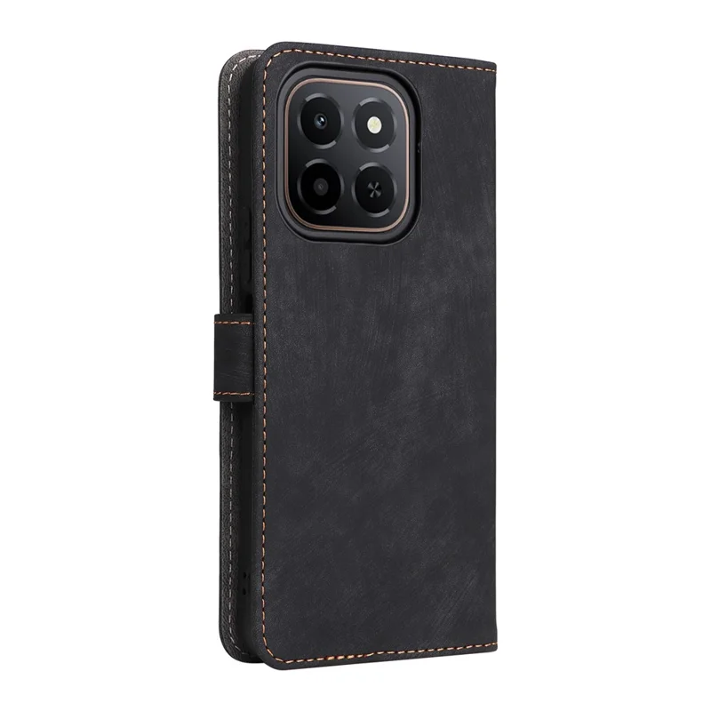 For Honor X6c 4G Case Wallet RFID Blocking PU Leather Phone Cover Stand with Strap - Black