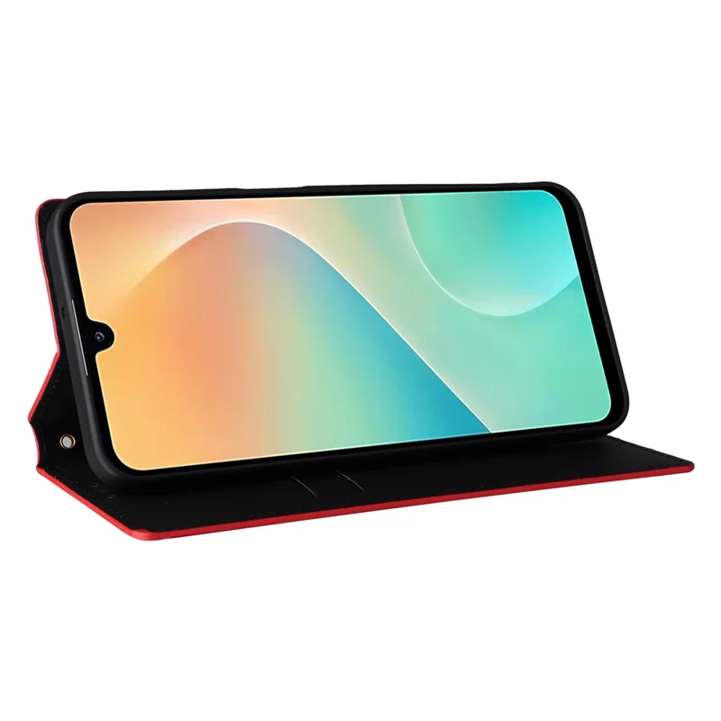 For Samsung Galaxy M36 5G Case Wallet Rhombus Imprinted Leather Phone Cover - Red