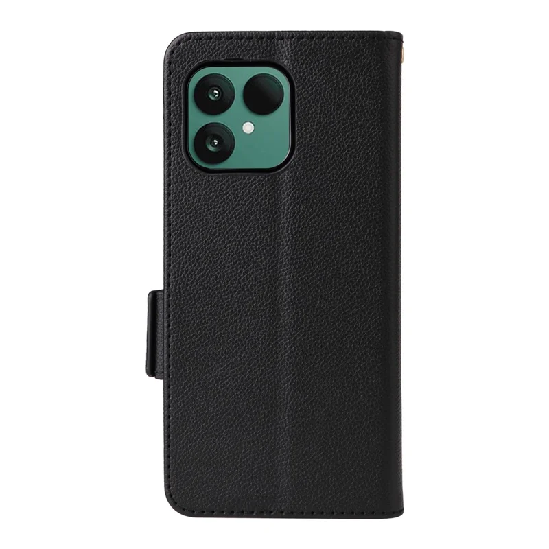 Für Fairphone 6 Hülle mit Handschlaufe Litschi-Textur PU-Leder Brieftasche Handyhülle - Schwarz