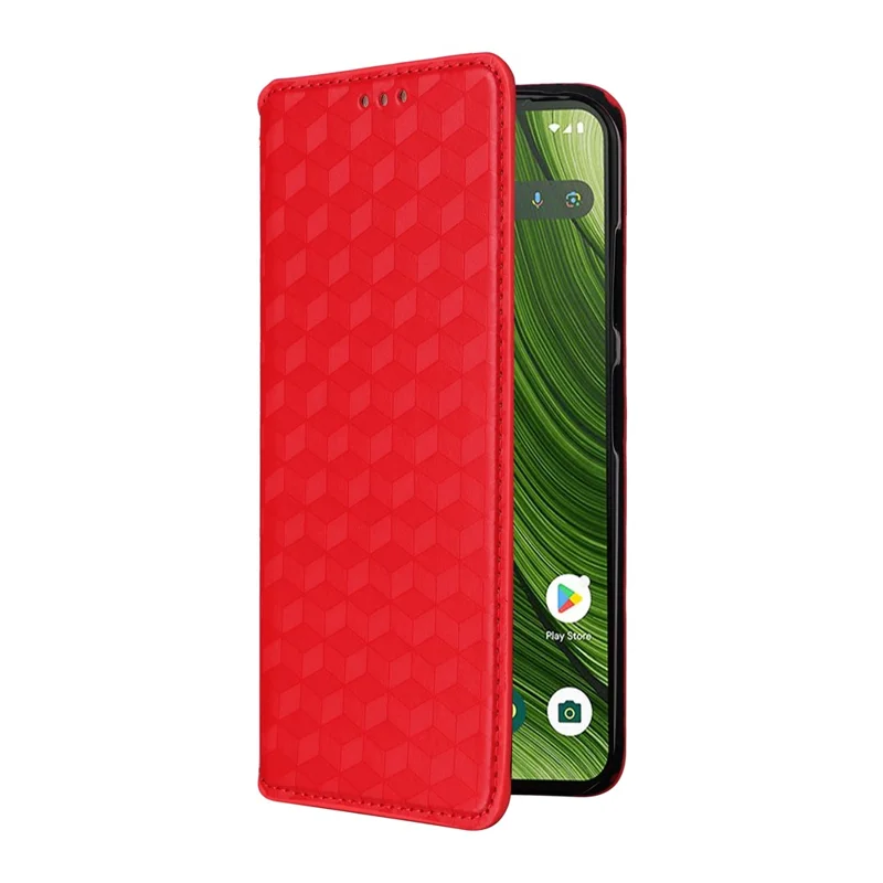 Für Fairphone 6 Hülle Brieftasche Rhombus Prägung Leder Telefonhülle - Rot
