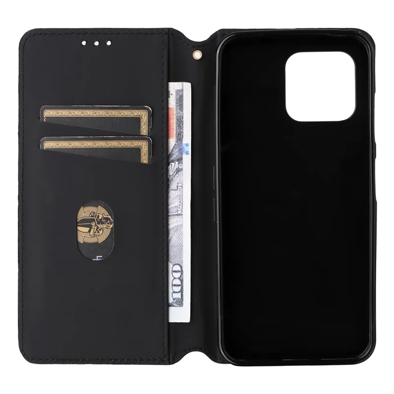 For Fairphone 6 Case Wallet Rhombus Imprinted Leather Phone Cover - Brown