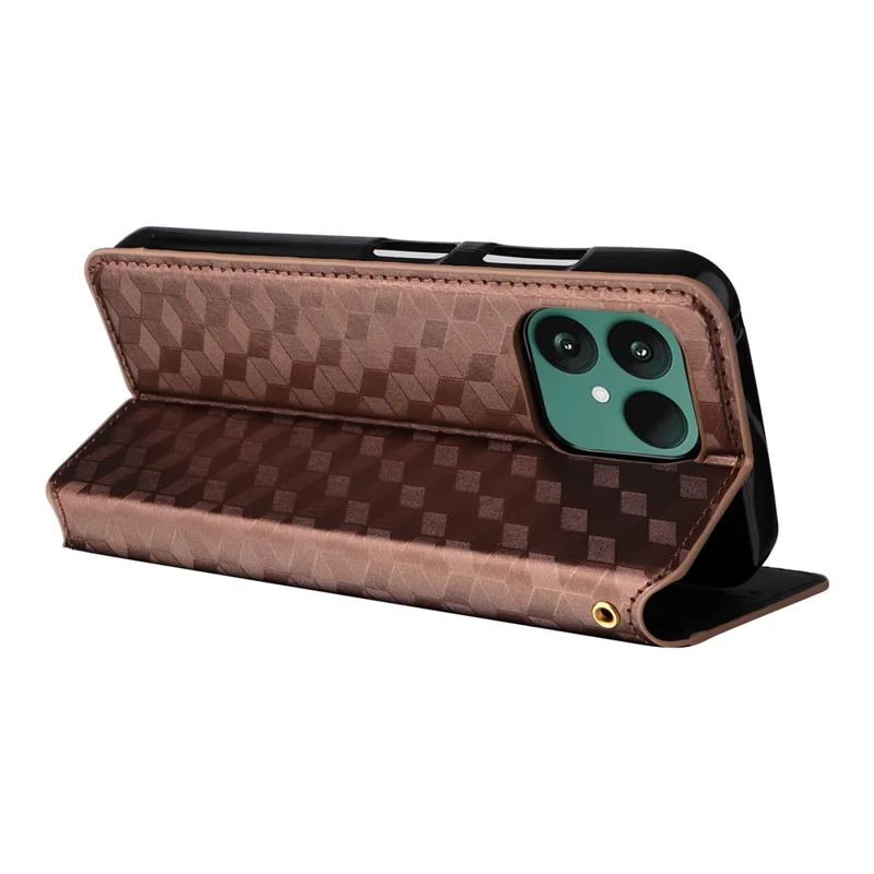 For Fairphone 6 Case Wallet Rhombus Imprinted Leather Phone Cover - Brown