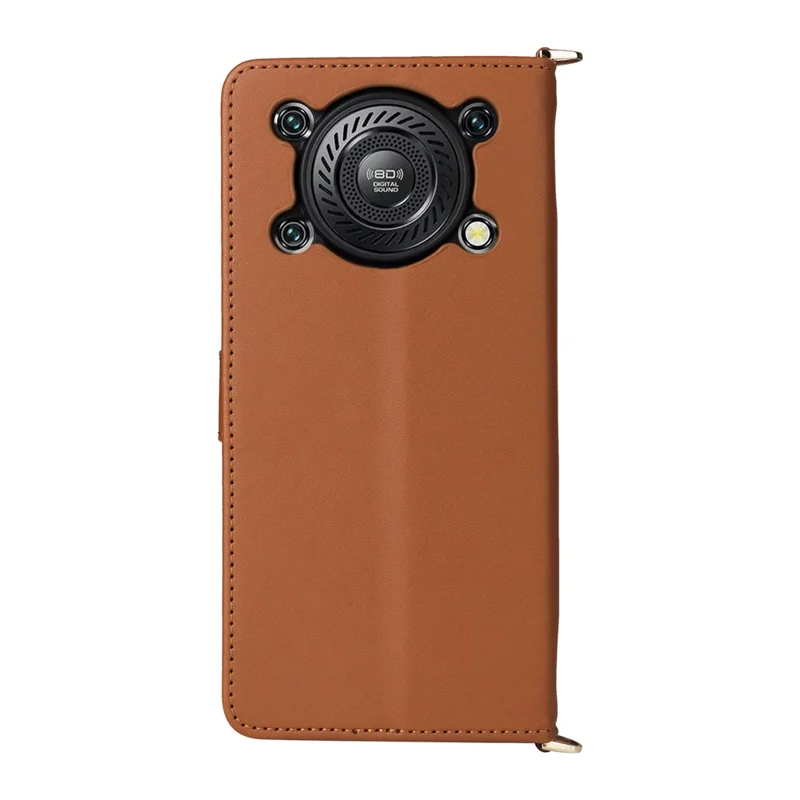 Pour Oukitel C60 / C60 Pro Étui avec Bandoulière / Dragonne en Cuir Support de Téléphone Portefeuille - Marron