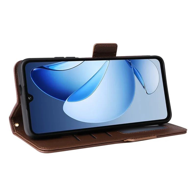 Étui pour Oukitel C60 / C60 Pro avec Bracelet Texture de Cuir Litchi Portefeuille Housse de Téléphone - Marron