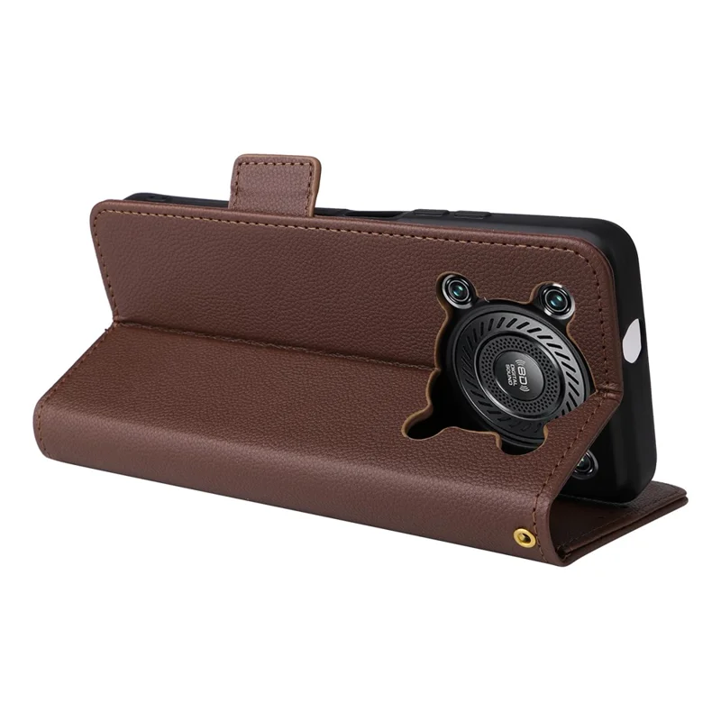Étui pour Oukitel C60 / C60 Pro avec Bracelet Texture de Cuir Litchi Portefeuille Housse de Téléphone - Marron