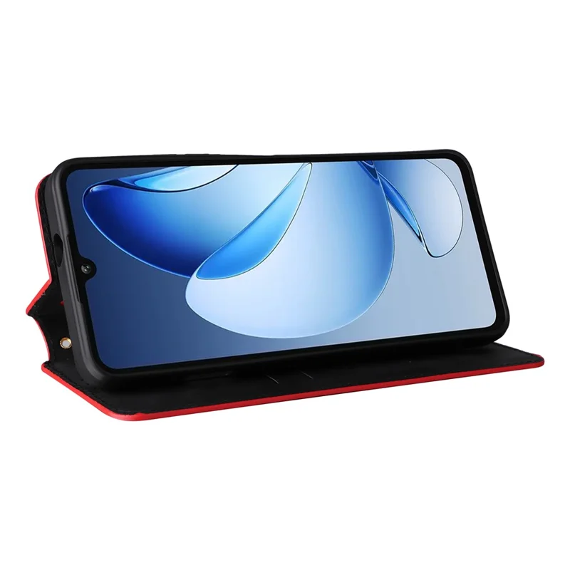 For Oukitel C60 Pro  /  C60 Case Wallet Rhombus Imprinted Leather Phone Cover - Red