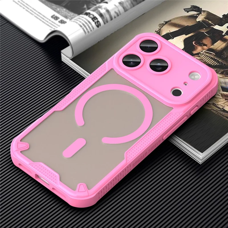 For iPhone 17 Pro Magnetic Case Compatible with MagSafe TPU + PC Phone Back Cover - Pink