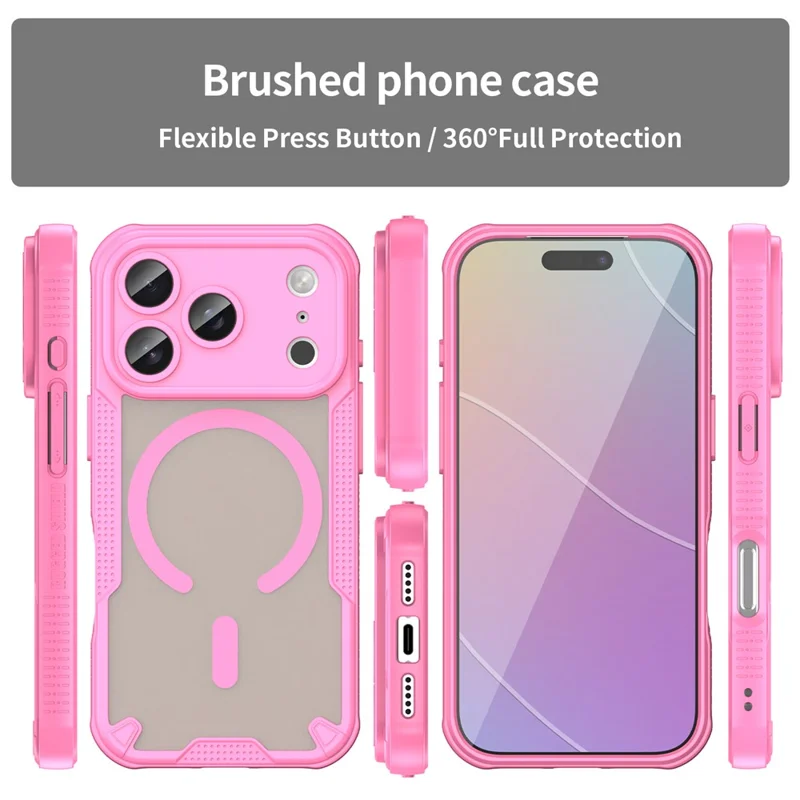 For iPhone 17 Pro Magnetic Case Compatible with MagSafe TPU + PC Phone Back Cover - Pink