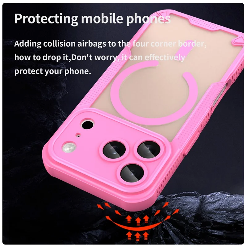 For iPhone 17 Pro Magnetic Case Compatible with MagSafe TPU + PC Phone Back Cover - Pink
