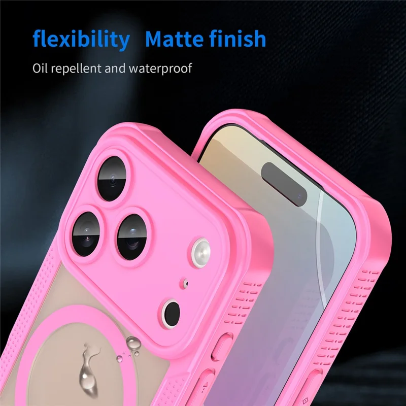 For iPhone 17 Pro Magnetic Case Compatible with MagSafe TPU + PC Phone Back Cover - Pink