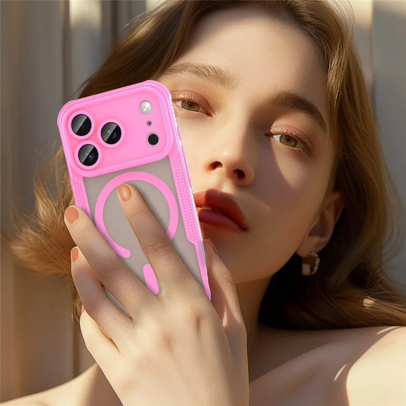 For iPhone 17 Pro Magnetic Case Compatible with MagSafe TPU + PC Phone Back Cover - Pink