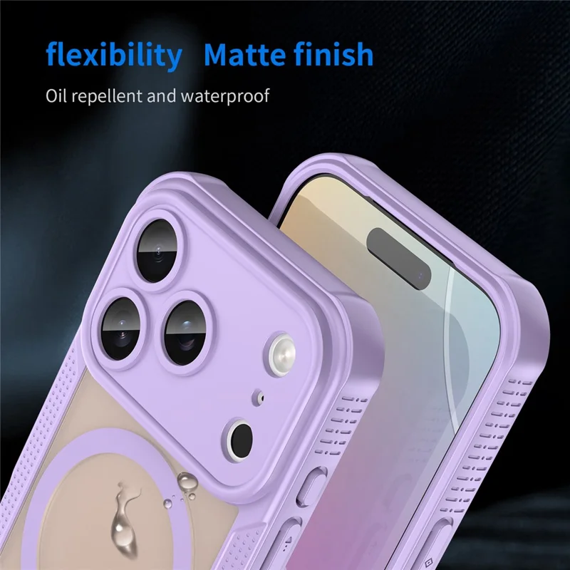 For iPhone 17 Pro Magnetic Case Compatible with MagSafe TPU + PC Phone Back Cover - Purple