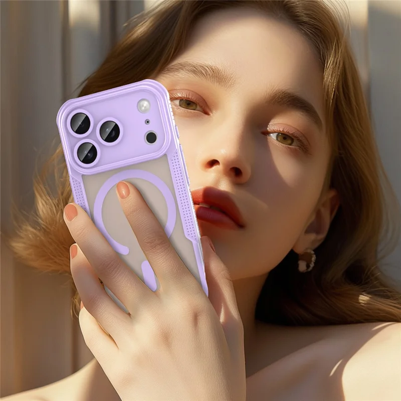 For iPhone 17 Pro Magnetic Case Compatible with MagSafe TPU + PC Phone Back Cover - Purple