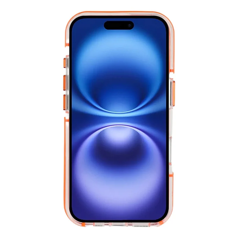 For iPhone 16 Magnetic Case TPU Acrylic Clear Phone Back Cover with Lens Protector Kickstand - Orange