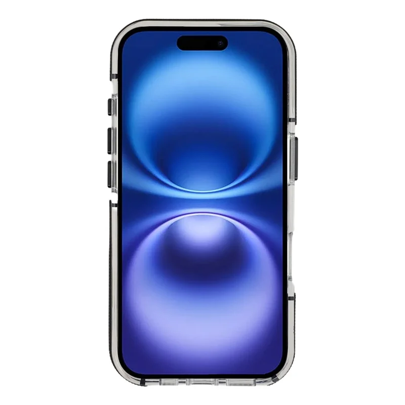 For iPhone 16 Plus Magnetic Case TPU Acrylic Clear Phone Back Cover with Lens Protector Kickstand - Black