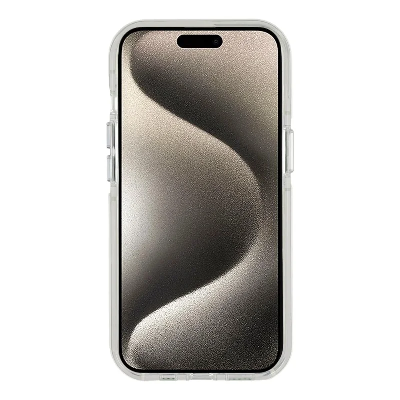 For iPhone 15 Plus Magnetic Case TPU Acrylic Clear Phone Back Cover with Lens Protector Kickstand - White