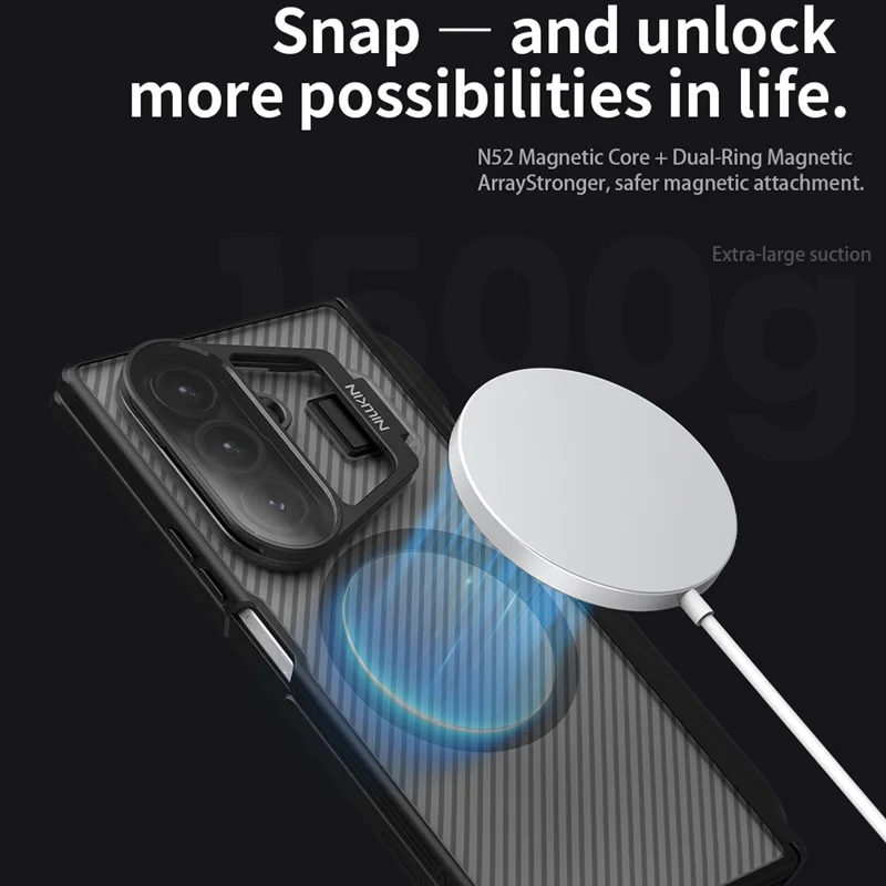 NILLKIN CamShield Prop Magnetic Translucent Series For Samsung Galaxy Z Fold7 5G Case with Stylus Pen Clear Camera Lid PC Phone Cover