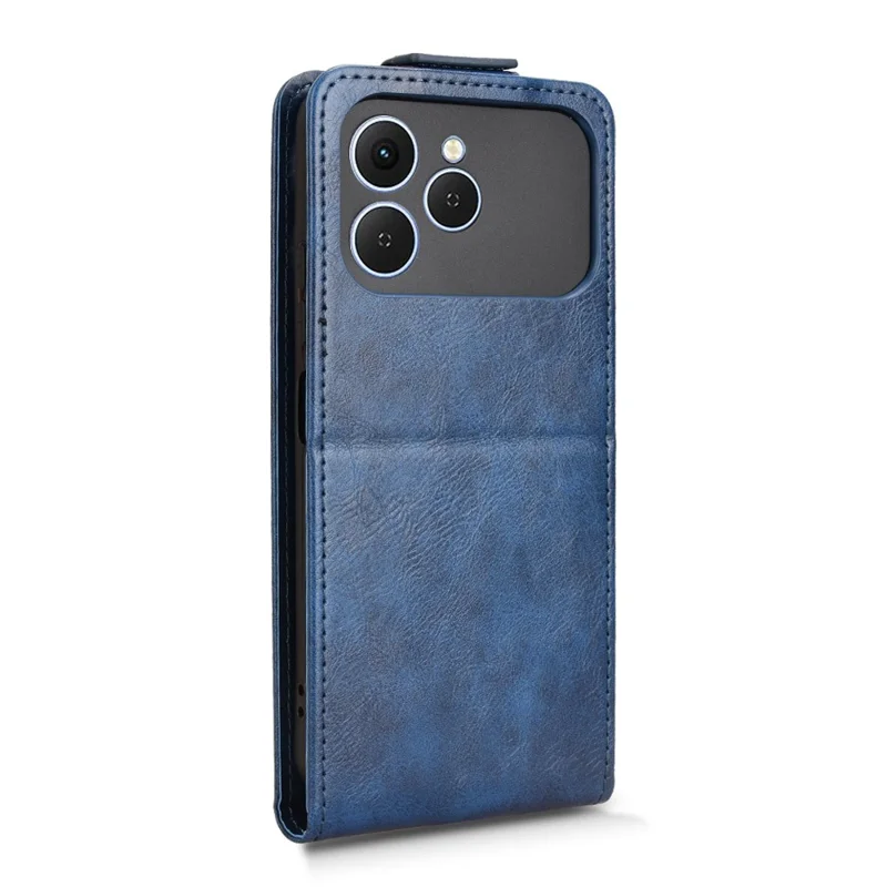 For TECNO Spark 40 4G Stand Case Magnetic Clasp Vertical Flip Leather Phone Cover with Card Holder - Dark Blue