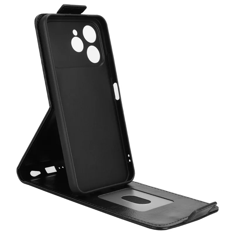 For TECNO Spark 40 4G Stand Case Magnetic Clasp Vertical Flip Leather Phone Cover with Card Holder - Black