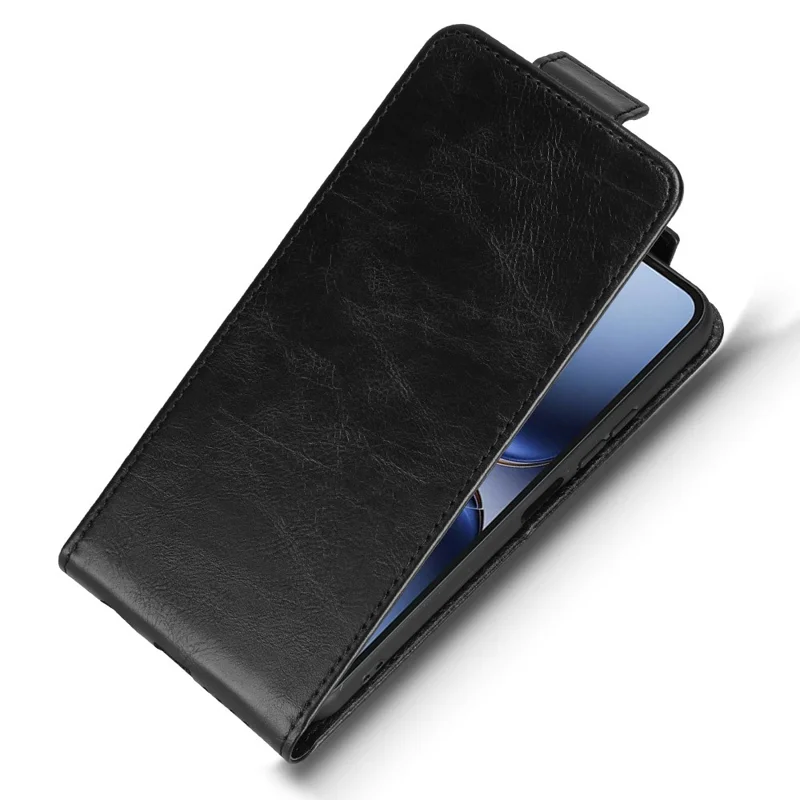 For TECNO Spark 40 4G Stand Case Magnetic Clasp Vertical Flip Leather Phone Cover with Card Holder - Black