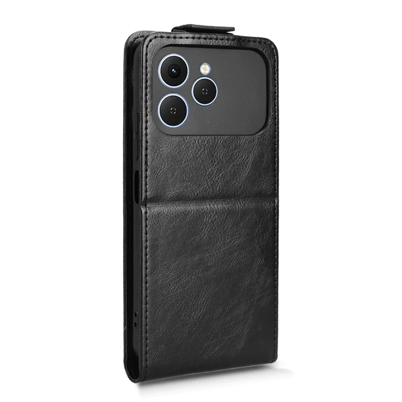 For TECNO Spark 40 4G Stand Case Magnetic Clasp Vertical Flip Leather Phone Cover with Card Holder - Black