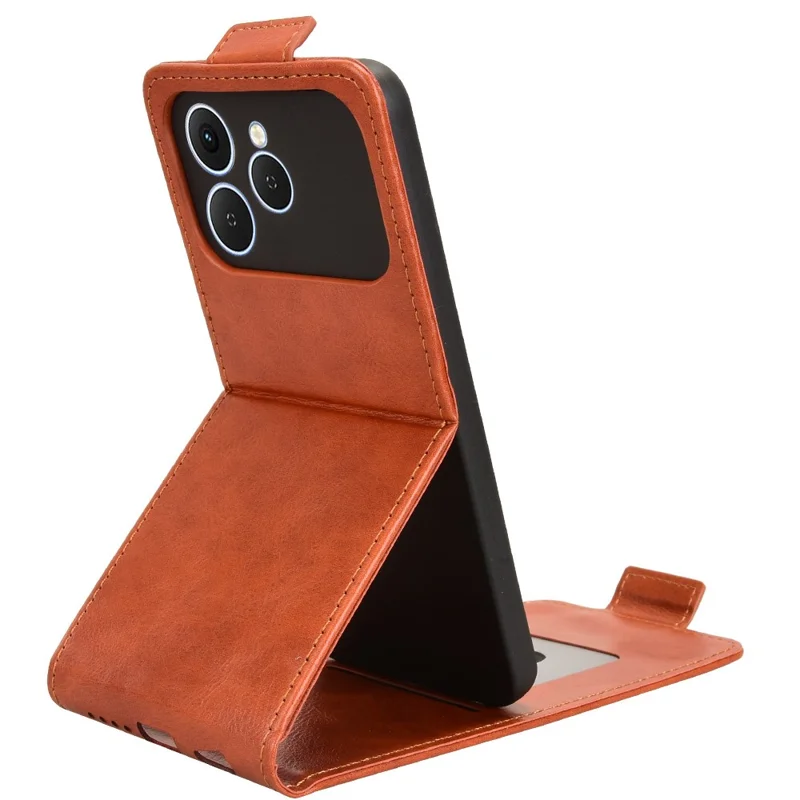 For TECNO Spark 40 4G Stand Case Magnetic Clasp Vertical Flip Leather Phone Cover with Card Holder - Orange